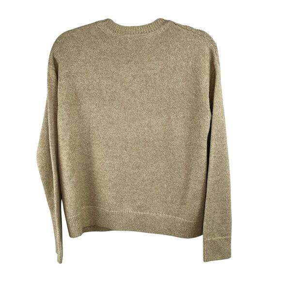 Tommy Hilfiger Tan Gold Metallic Knitted Open Stitch Argyle Sweater Small NWT - Picture 3 of 12